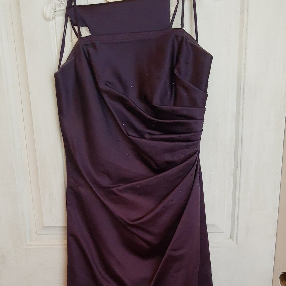 Spaghetti Strap Jordan Gown in Plum with Shawl